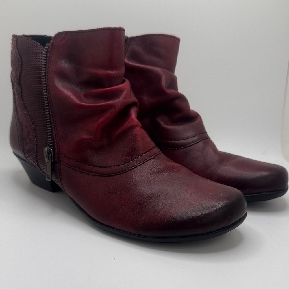 REMONTE Women's Burgundy Ankle Zip Up Boots Size 39